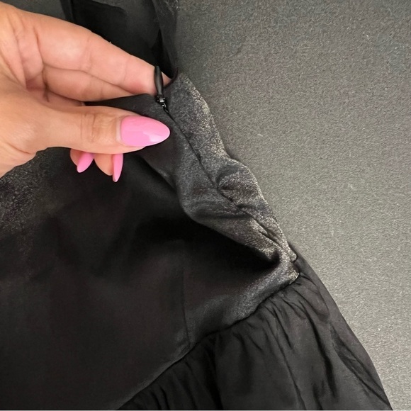 Zara Dress Women Small Black Satin Top Fit & Flared Mini Sleeveless Square B26 - Picture 10 of 11
